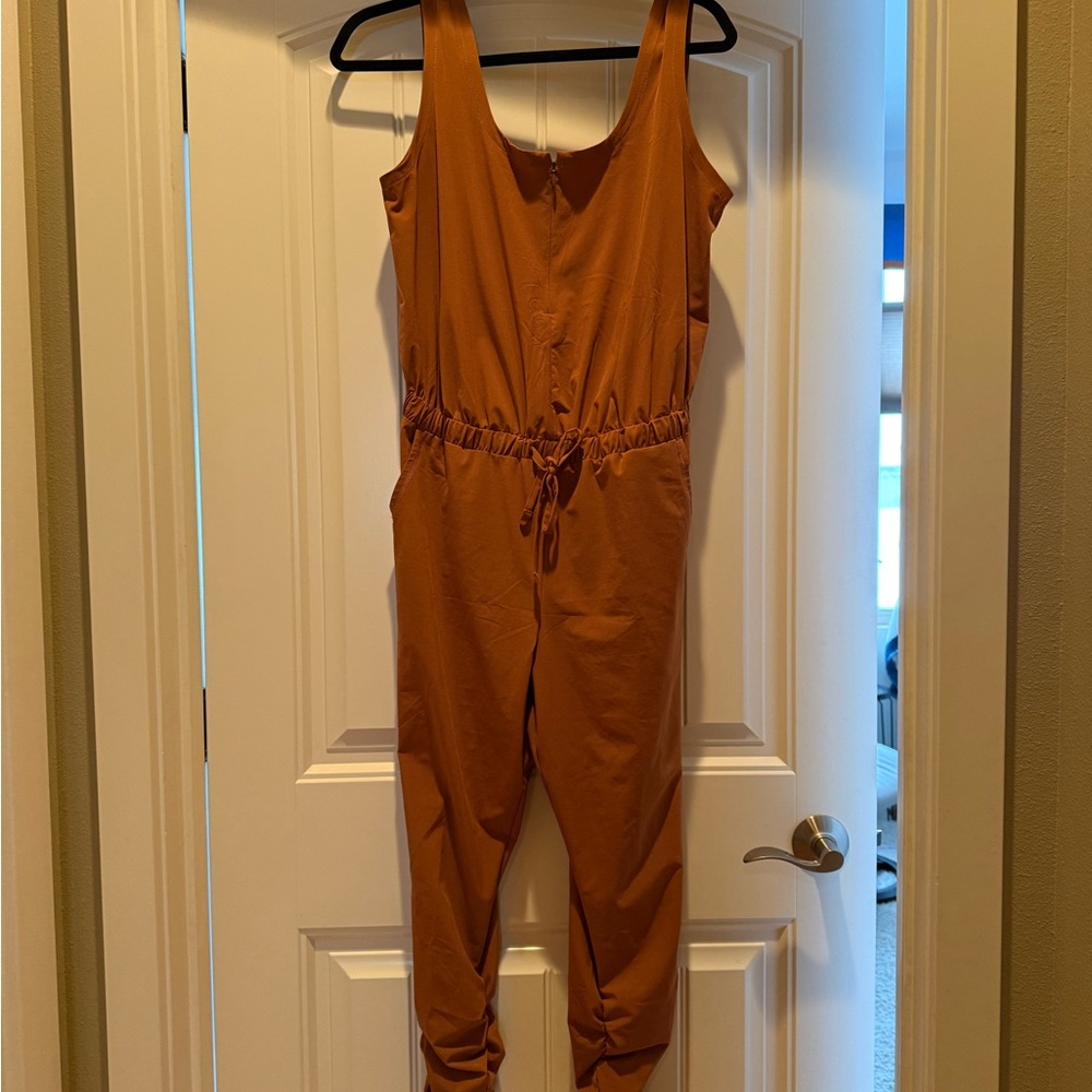 Prana - Women's Sleeveless Rust Jumpsuit with Drawstring Waist